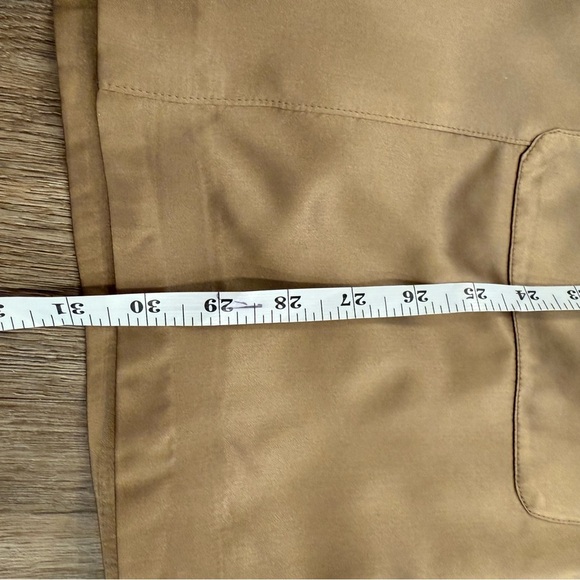 Chicos 100% Silk Pea Coat Jacket Women’s Large (2) Gold Tan Classic Elegant Luxe - Picture 7 of 10